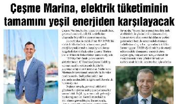 Çeşme Marina, elektirik tüketiminin tamamını yeşil enerjiden karş...